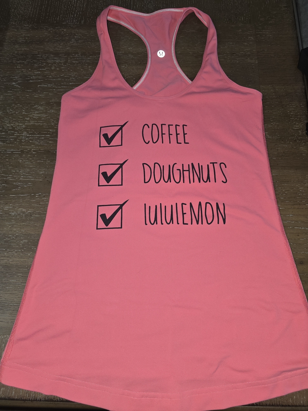 Coffee ✓ Doughnuts ✓ lululemon ✓" sz S